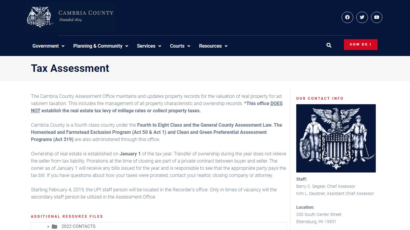 Tax Assessment - Cambria County, PA